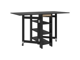 Table de cuisine table de salle à manger pliable amovible 3 étagères 2 abattants design moderne 120 x 60 x 75 cm noir