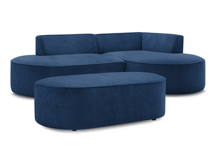 Canapé d'angle droit fixe BOBOCHIC ROUSSEAU 5 places Tissu Bleu foncé