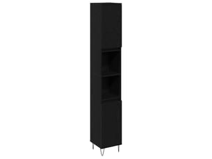 Cabinet de salle de bain, armoire salle de bain chêne noir 30 x 30 x 190 cm cf65326
