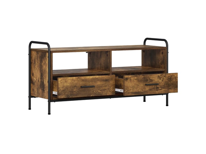  Meuble tv moderne, banc tv 67,5x33x50 cm chêne fumé bois d'ingénierie shl39073  - Conforama C
