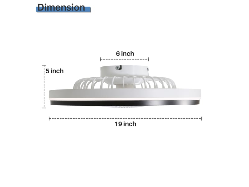  Ventilateur de plafond 48,26x48,26x12,70 cm moteur dc blanc  - Conforama E