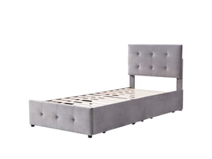 Lit avec rangement 90x200 cm BEAOK   coloris gris