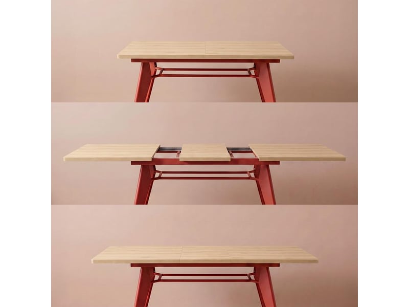  Table à manger extensible 140180cm pieds métal terracotta et plateau finition chêne meloe MELOE - Conforama C