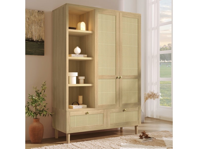  Armoire 2 portes 120x50x180 cm rangement mdf chêne  - Conforama D