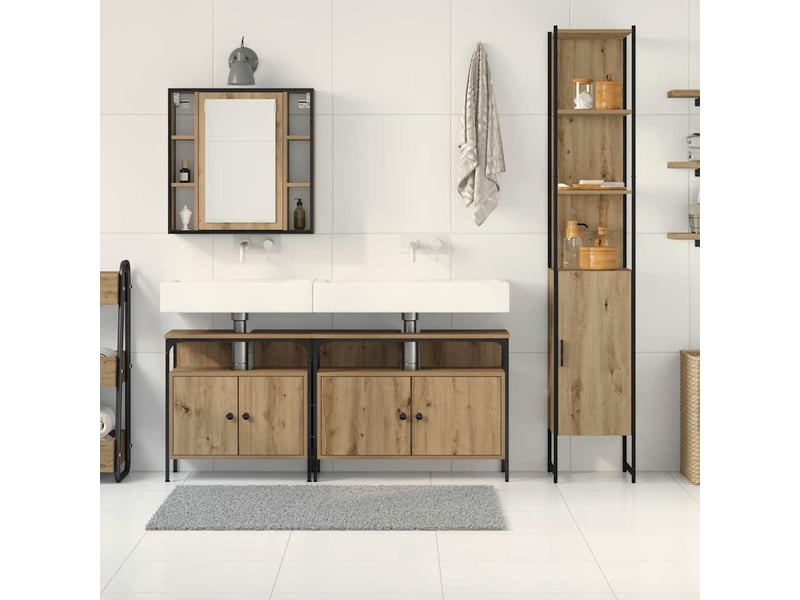  Ensemble de mobilier de salle de bain 4 pc chêne artisanal cf64503  - Conforama D
