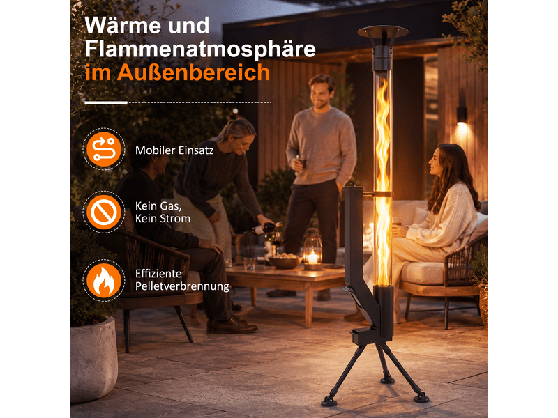  Zmh poêle à granulés mobile 6kw poêle extérieur sur trépied chauffage pour jardin et terrasse  - Conforama C