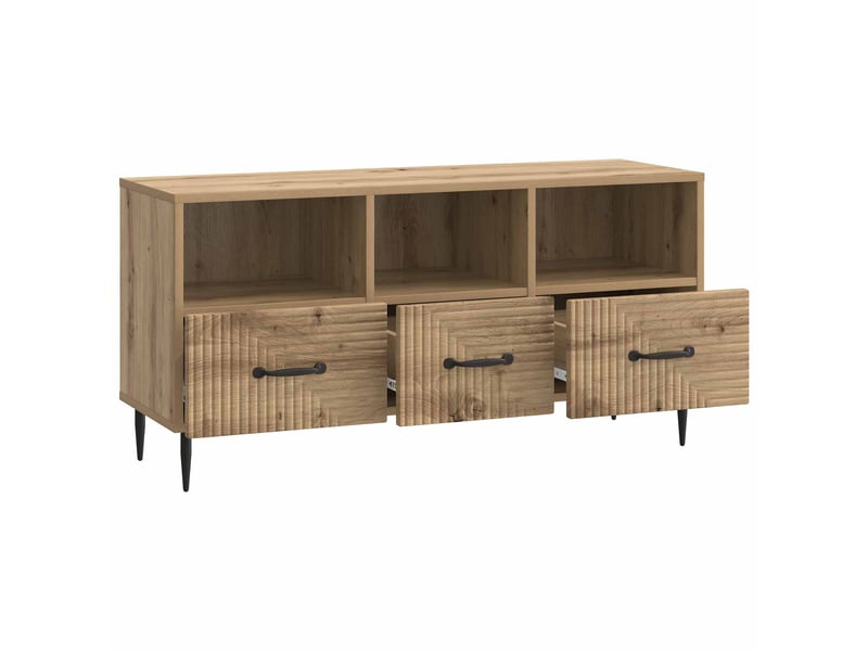  Meuble tv - banc tv - meuble de rangement 102 x 34,5 x 50 cm chêne artisanal bois d'ingénierie  - Conforama E