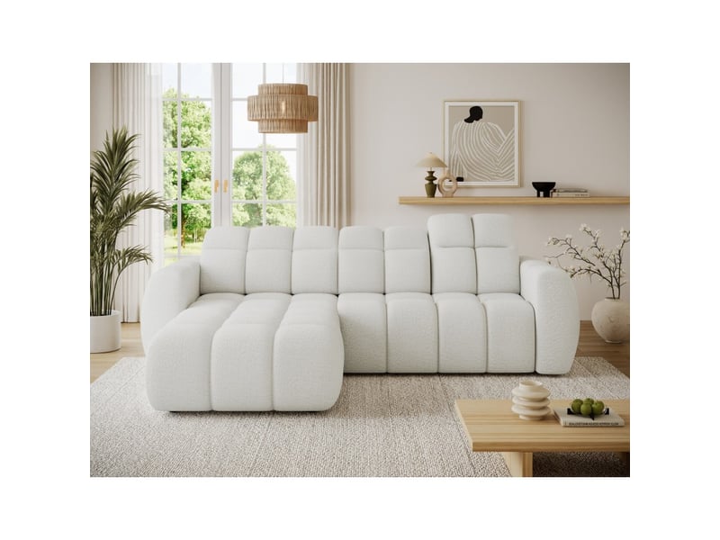 Canapé d'angle électrique fanoti 3 places blanc – angle gauche - Conforama E