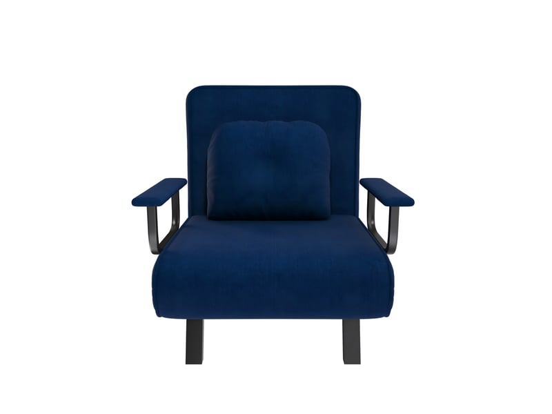  Fauteuil relax inclinable 5 positions 60x60x79 cm chenille bleu  - Conforama D