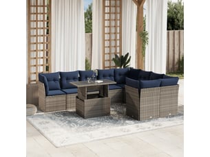 Vidaxl ensemble de canapé de jardin 10 pcs avec coussins gris résine tressée