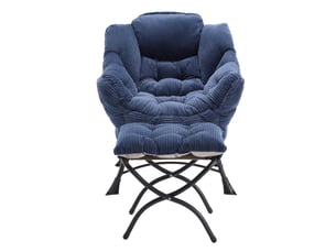 Fauteuil d'angle marin moderne avec ottomane, accoudoirs et poche latérale - canapé relax rembourré avec repose-pieds