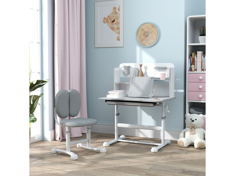 Ensemble bureau et chaise enfant réglables gris, plateau inclinable 0 à 45°, 80 x 55 cm - Conforama D