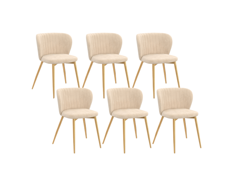  Lot de 6 chaises kasia en velours beige pieds dorés  - Conforama A
