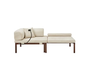 Canapé convertible pliant 1 place avec lit coulissant et dossier à coussins en bois et velours beige