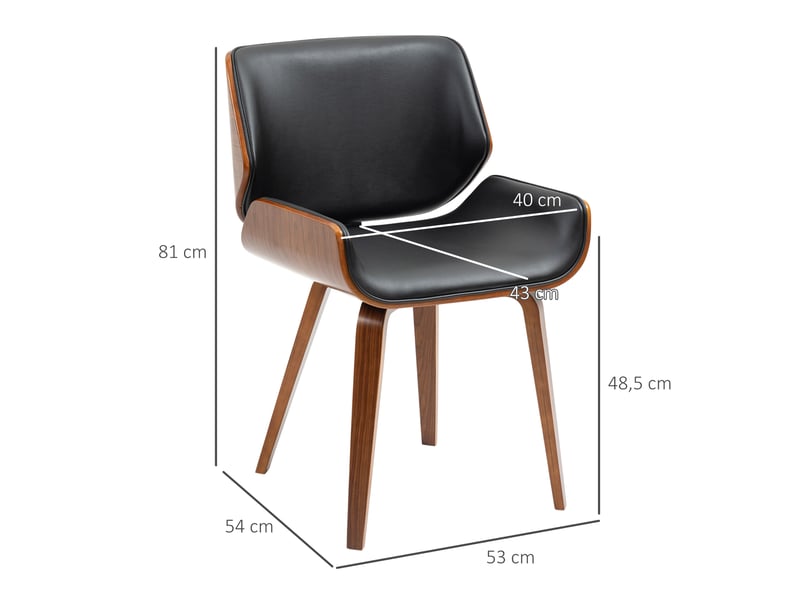  Lot de 2 chaises de salle à manger style vintage assise revêtement synthétique 53l x 54p x 81h cm noir marron  - Conforama E