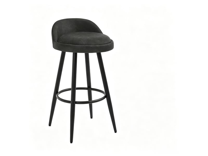  Tabouret de bar avec dossier 36,5 x 40 x 78,5 cm – anthracite – repose-pieds et patins réglables antidérapants  - Conforama A