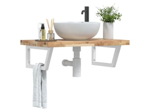 Étagère de vasque | étagère murale acier et bois massif d'acacia shl3506
