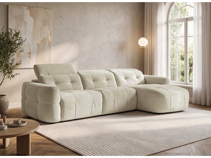Canapé d'angle relax électrique en tissu beige ferdinand - angle droit KM7935-3M-BEI - Conforama B