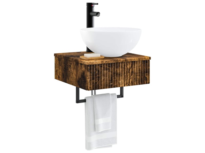  Basin de lavage mural, lavabo chêne fumé 40x41x40.5 cm  - Conforama C