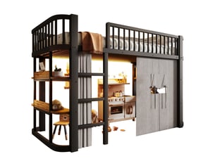 Lit mezzanine 90x200 cm coloris noir