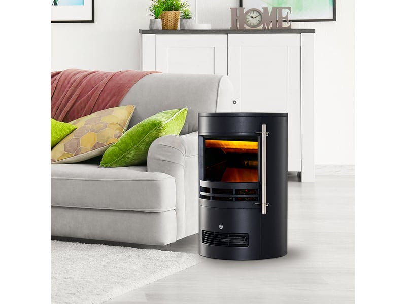  Cheminée électrique effet flamme noire, chauffage 900 w ou 2000 w, 41 x 41 x 64,5 cm  - Conforama D