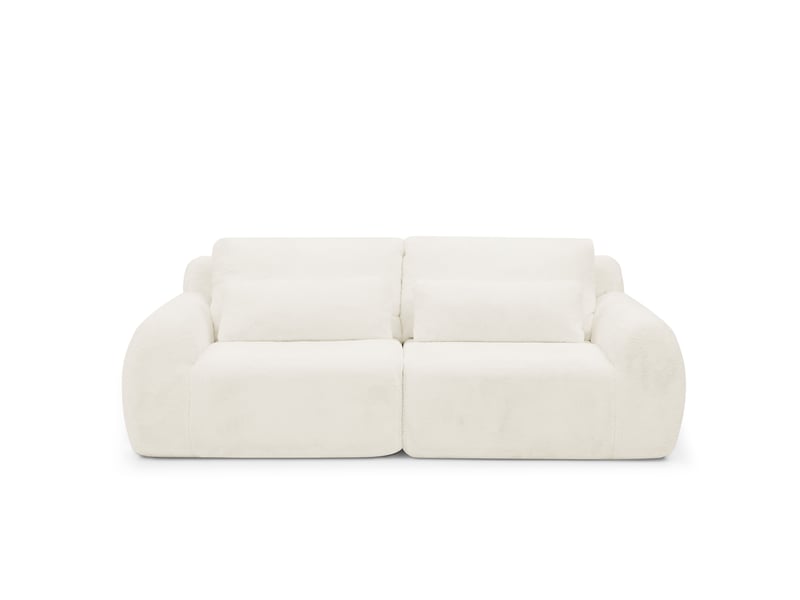  Canapé 2 places en fausse fourrure beige avec ports usb et poche latérale – cosy pour petit espace, coforama  - Conforama A