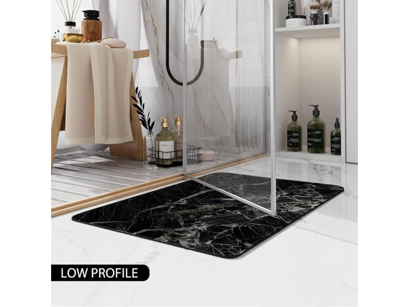  Tapis de bainensemble tapis de salle de bain pour toilettes 3 pièces tapis de salle de bains en marbre noir - type 50x80cm  - Conforama D