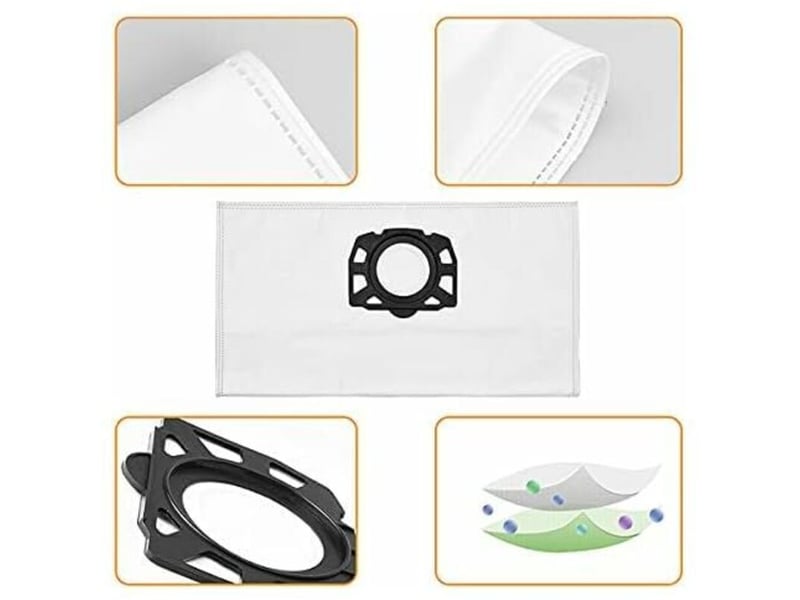 Enowelir lot de 5 sacs de filtre sacs d'aspirateur pour karcher wd4 wd5 wd6 mv4 mv5 mv6, pièces de rechange kit d'accessoires 2.863-006.0 - Conforama D
