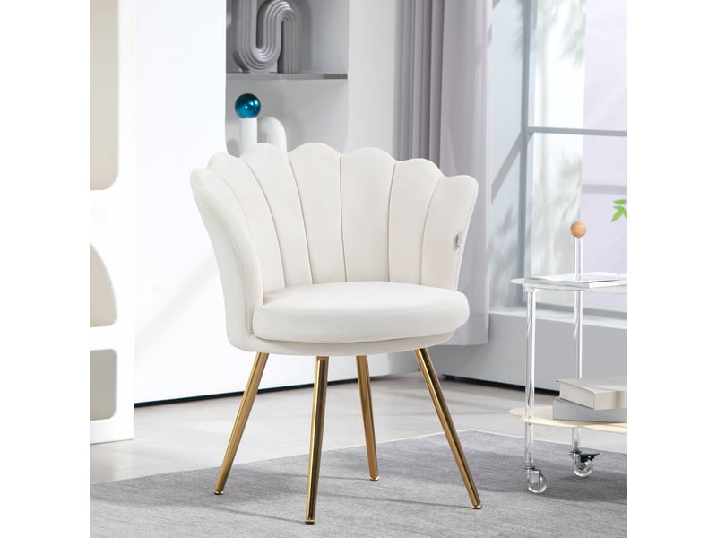  Fauteuil coquillage en velours avec pieds en métal 67x64x77 cm  - Conforama B