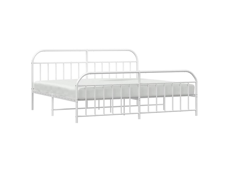  Lit double- lit adulte -  cadre de lit métal sans matelas et pied de lit blanc 200x200 cm  - Conforama D