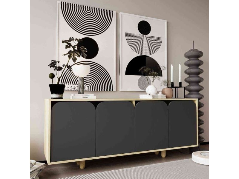 Buffet 4 portes en aggloméré lazio bohem anthracite  - Conforama B