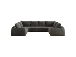 Canapé 6 places panoramique en u - 344x200x85cm - canapé salon mousse haute résilience avec tissu chenille - gris foncé