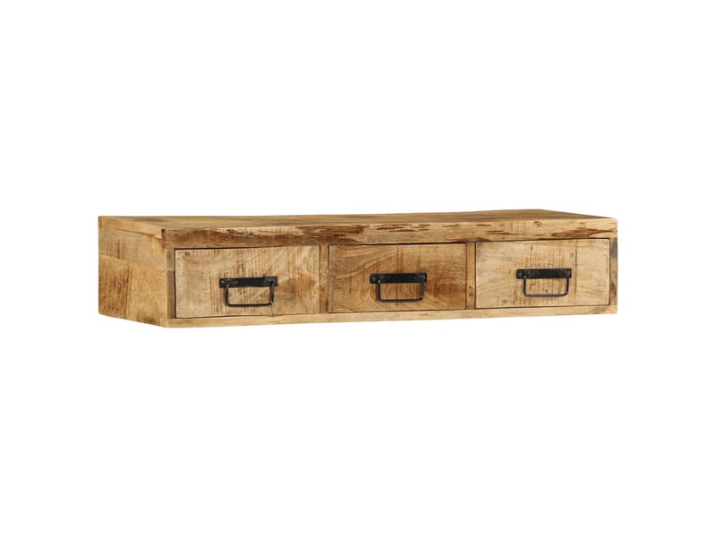  Meuble tv - banc tv - meuble de rangement mural 100x30x19 cm bois massif de manguier brut  - Conforama C