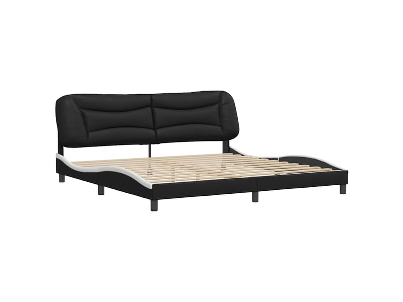 Lit double- lit adulte - cadre de lit sans matelas hvar noir et blanc 200x200 cm similicuir - Conforama B