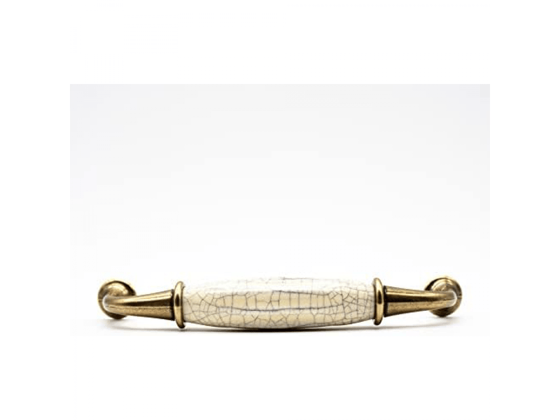  Poignées vintage pour meubles en laiton vieilli de 144 x 35 mm, en zinc, aluminium et porcelaine, pour armoires de cuisine, portes et tiroirs.  - Conforama B
