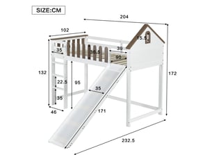 Lit mezzanine 90x200 cm <strong></strong>  <strong></strong> coloris blanc
