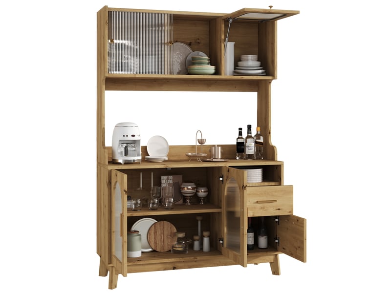 Buffet haut de salle à manger 120 x 40 x 178 cm coloris bois avec prises et ports usb - Conforama A