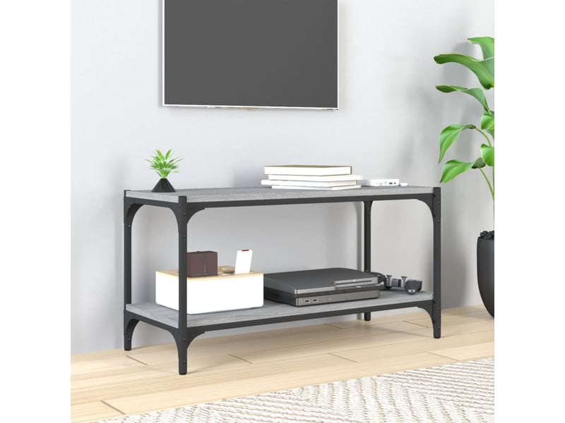  Meuble tv - banc tv - meuble de rangement sonoma gris 80x33x41 cm bois d'ingénierie et acier  - Conforama B