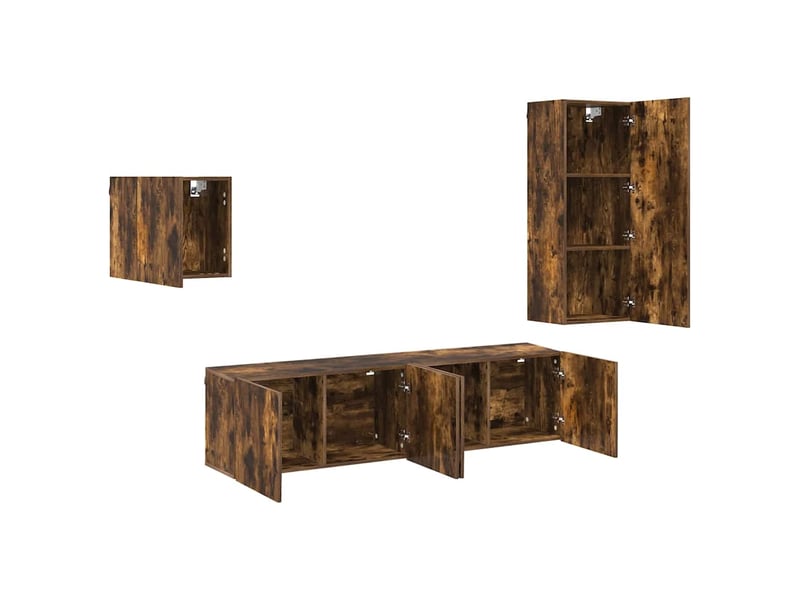  Unités murales tv 4 pcs chêne fumé bois d'ingénierie  - Conforama D