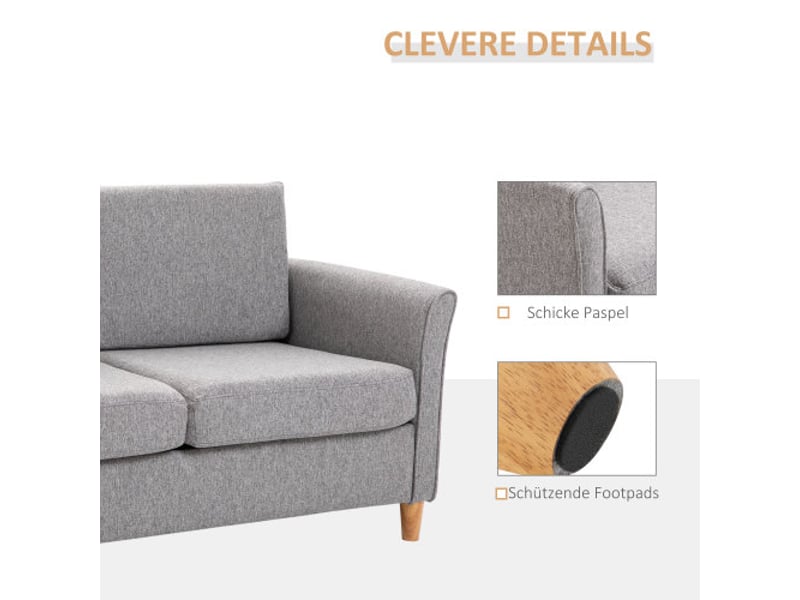  Canapé 2 places en lin gris clair, coussins amovibles — salon moderne  - Conforama E