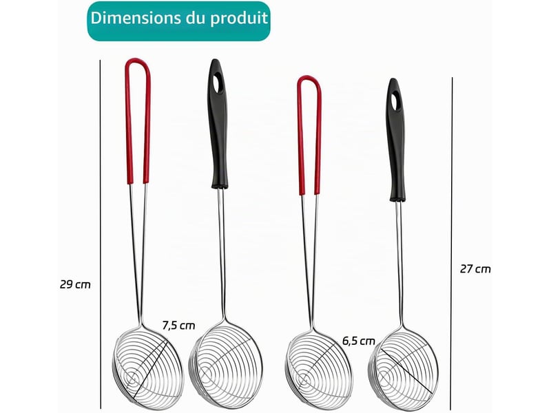  Lot de 4 passoires à fondue inox - fourchettes de cuisson pour légumes, viande, poisson et champignons  - Conforama B