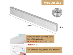 Porte-couteau magnétique 30 cm, bande magnétique pour couteaux en acier inoxydable, plaque aimantée murale, aucun perçage nécessaire, aimant super p