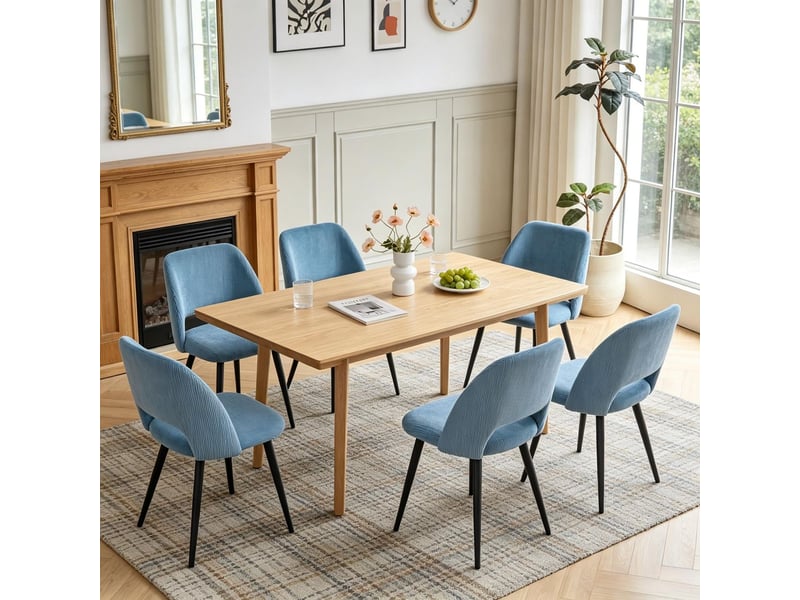  Lot de chaises 6 pièces assises rembourrées dossier moderne structure de dossier travaillée style élégant ensemble coordonné  - Conforama E