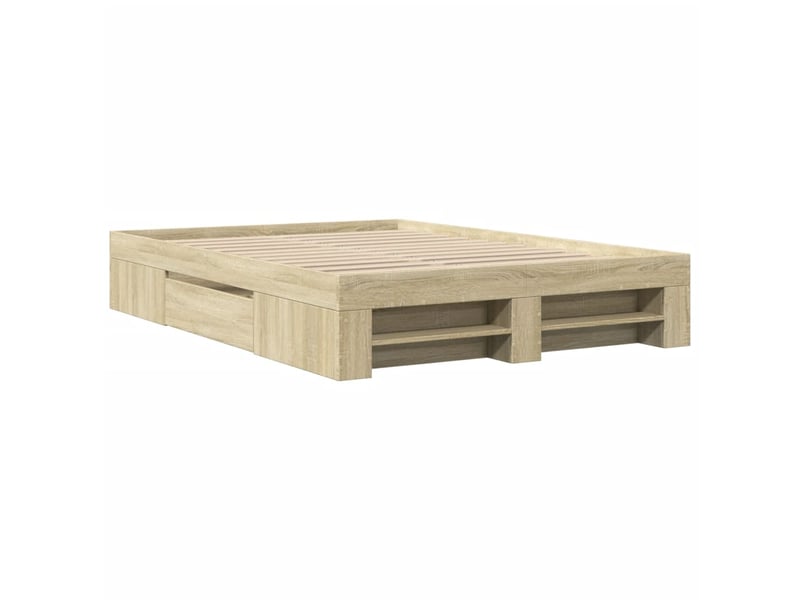  Lit double- lit adulte -  cadre de lit sans matelas chêne sonoma 135x190 cm  - Conforama B