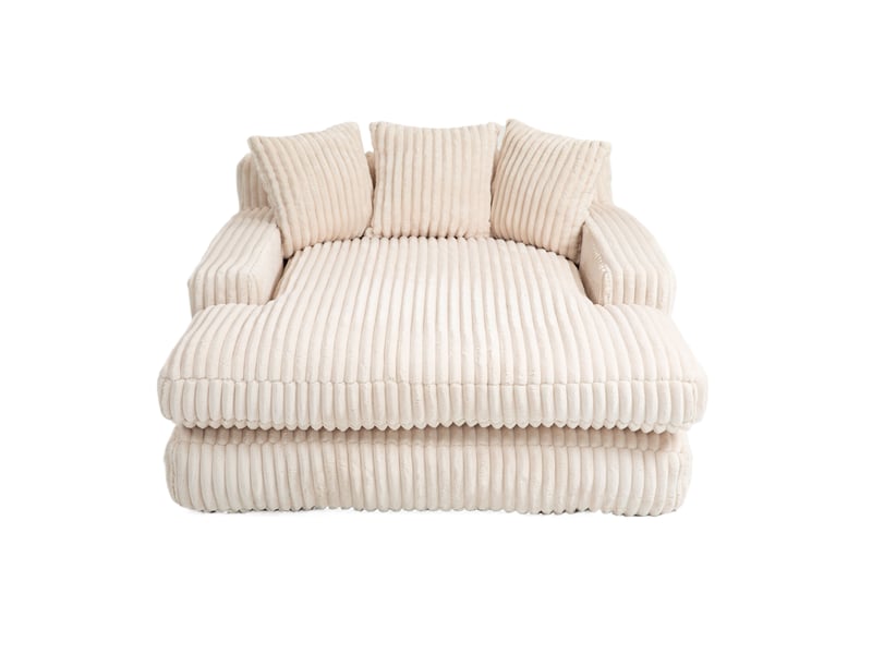  Canapé droit,canapé simple confortable en velours côtelé avec 3 oreillers moelleux,125x155x63,beige canapé beige - Conforama D