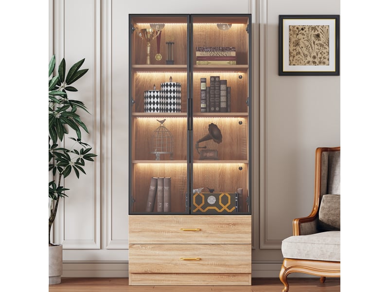 Meuble de rangement salle de bain - rangement compact - mdf - marron - 75 x 34.5 x 170 cm - pose libre - salle de bain toilettes LY316206AAF - Conforama C