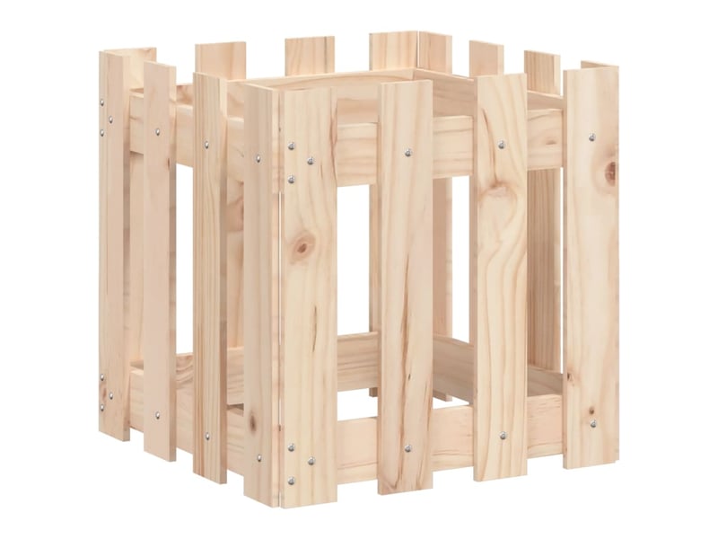  Jardinière - bac à fleurs avec design de clôture 40x40x40 cm pin massif  - Conforama D