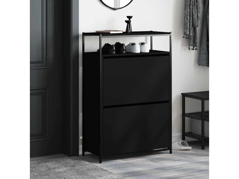  Meuble à chaussures, cabinet à chaussures noir 75x34x112 cm  - Conforama C
