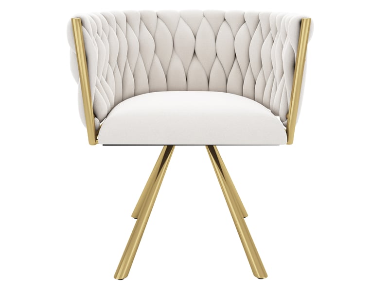  Chaise de salle à manger pivotante 59x54x72 cm à quatre pieds en métal beige et doré  - Conforama A