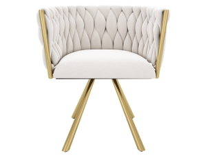 Chaise de salle à manger pivotante 59x54x72 cm à quatre pieds en métal beige et doré